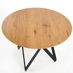 Garnero Arredamenti Tavoli In Legno|Tavoli Da Pranzo-Tavolo 120x120cm da pranzo rotondo rovere miele acciaio nero Edessa