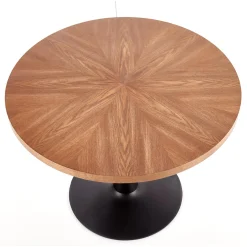 Garnero Arredamenti Tavoli In Legno|Tavoli Da Pranzo-Tavolo 100x100cm da pranzo rotondo moderno noce acciaio nero Lukla