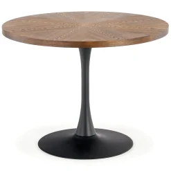 Garnero Arredamenti Tavoli In Legno|Tavoli Da Pranzo-Tavolo 100x100cm da pranzo rotondo moderno noce acciaio nero Lukla