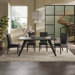 Garnero Arredamenti Tavoli Laccati|Tavoli Da Pranzo-Tavolo 180x90cm grigio scuro gambe in metallo Jonson Ossido - Grigio