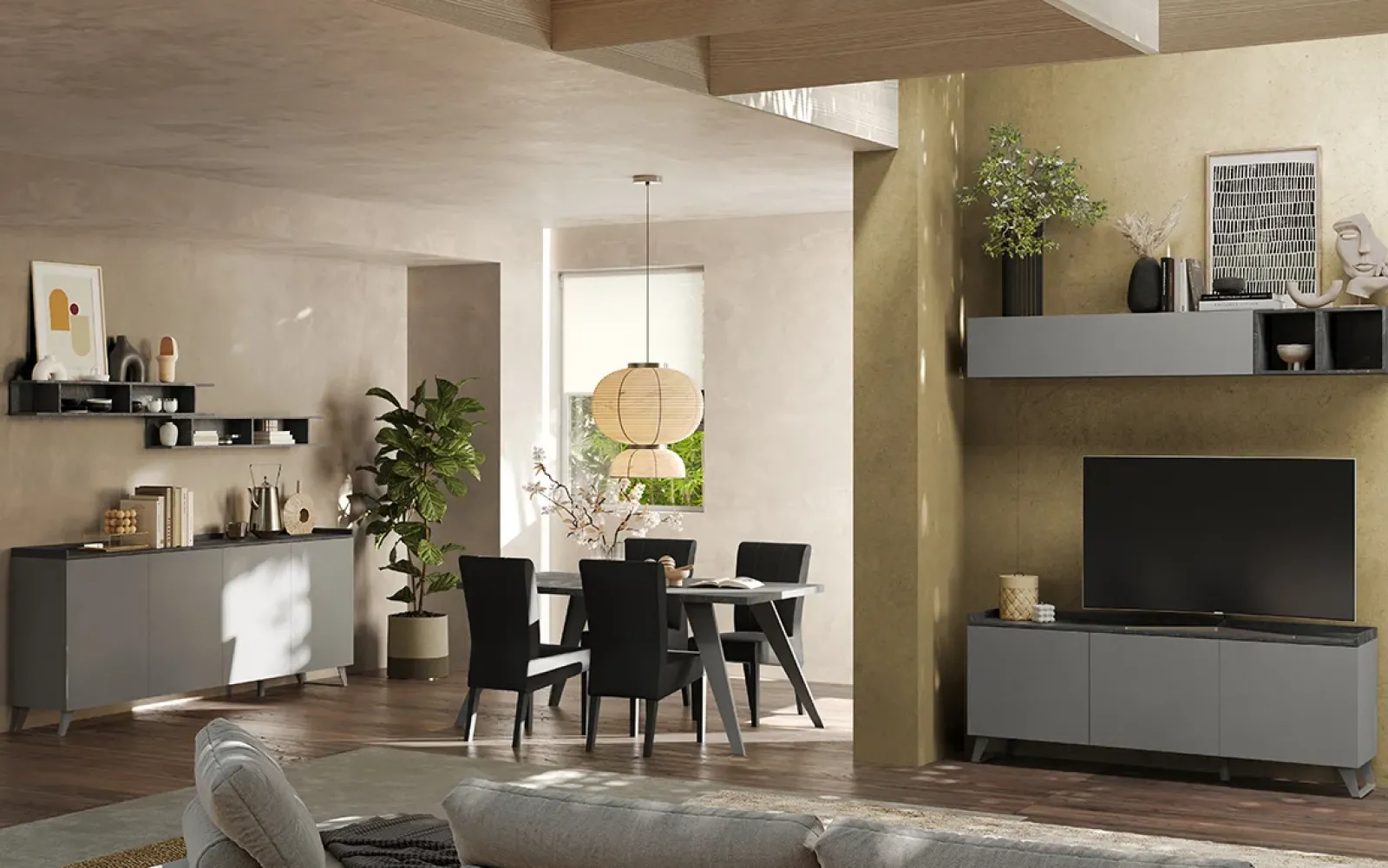 Garnero Arredamenti Tavoli Laccati|Tavoli Da Pranzo-Tavolo 180x90cm grigio scuro gambe in metallo Jonson Ossido - Grigio