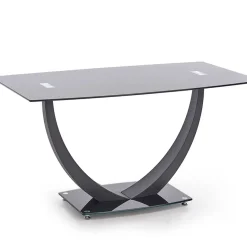 Garnero Arredamenti Tavoli In Vetro|Tavoli Da Pranzo-Tavolo 140x80cm in vetro moderno industrial nero Aidan Gihome®