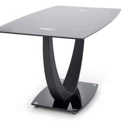 Garnero Arredamenti Tavoli In Vetro|Tavoli Da Pranzo-Tavolo 140x80cm in vetro moderno industrial nero Aidan Gihome®