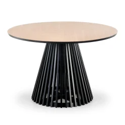 Garnero Arredamenti Tavoli Rotondi|Tavoli Da Pranzo-Tavolo 120x120cm rotondo da pranzo rovere chiaro nero Reno