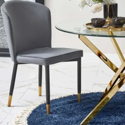 Garnero Arredamenti Tavoli In Vetro|Tavoli Da Pranzo-Tavolo 100x100cm rotondo in vetro acciaio cromato Minerva Gihome® Oro