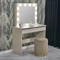 Garnero Arredamenti Toeletta Trucco-Toeletta da trucco con specchio 94x43cm con LED cashmere Bloom Beige