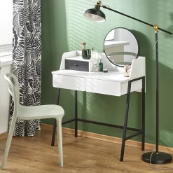 Garnero Arredamenti Toeletta Trucco-Toeletta da trucco con specchio 80x120cm bianco nero Miralda