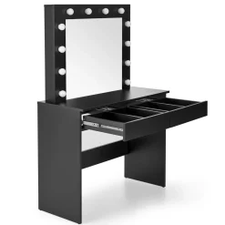 Garnero Arredamenti Toeletta Trucco-Toeletta da trucco con specchio 94x140cm con LED nero Bloom Nero Opaco