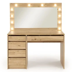 Garnero Arredamenti Toeletta Trucco-Toeletta da trucco con specchio 120x140cm con LED Cherie Rovere