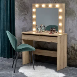 Garnero Arredamenti Toeletta Trucco-Toeletta da trucco con specchio 94x140cm con LED Bloom Rovere