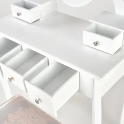 Garnero Arredamenti Toeletta Trucco-Toeletta da trucco 80x130h cm con specchio e sgabello bianco Lyra