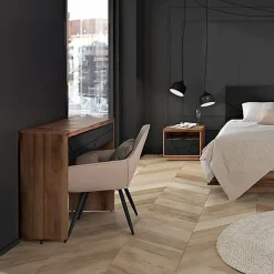 Garnero Arredamenti Toeletta Trucco-Toletta trucco consolle 90x80cm rovere scuro nero opaco Elin