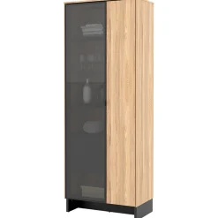 Garnero Arredamenti Vetrinette|Vetrinette-Vetrina alta 73x196h cm 2 ante rovere nero Alabaster