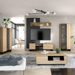 Garnero Arredamenti Vetrinette|Vetrinette-Vetrina alta 73x196h cm 2 ante rovere nero Alabaster