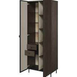 Garnero Arredamenti Vetrinette|Vetrinette-Vetrina alta 73x196h cm 2 ante led wengè Blackwood