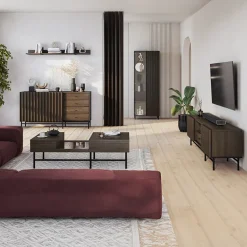 Garnero Arredamenti Vetrinette|Vetrinette-Vetrina alta 73x196h cm 2 ante led wengè Blackwood