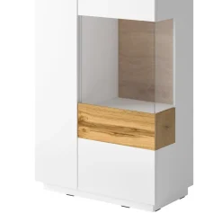 Garnero Arredamenti Vetrinette|Vetrinette-Vetrina bassa 80x139h cm 2 ante destra bianco lucido rovere Bahama