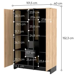 Garnero Arredamenti Vetrinette|Vetrinette-Vetrina bassa 102x152h cm 2 ante 2 cassetti interni  rovere nero Alabaster