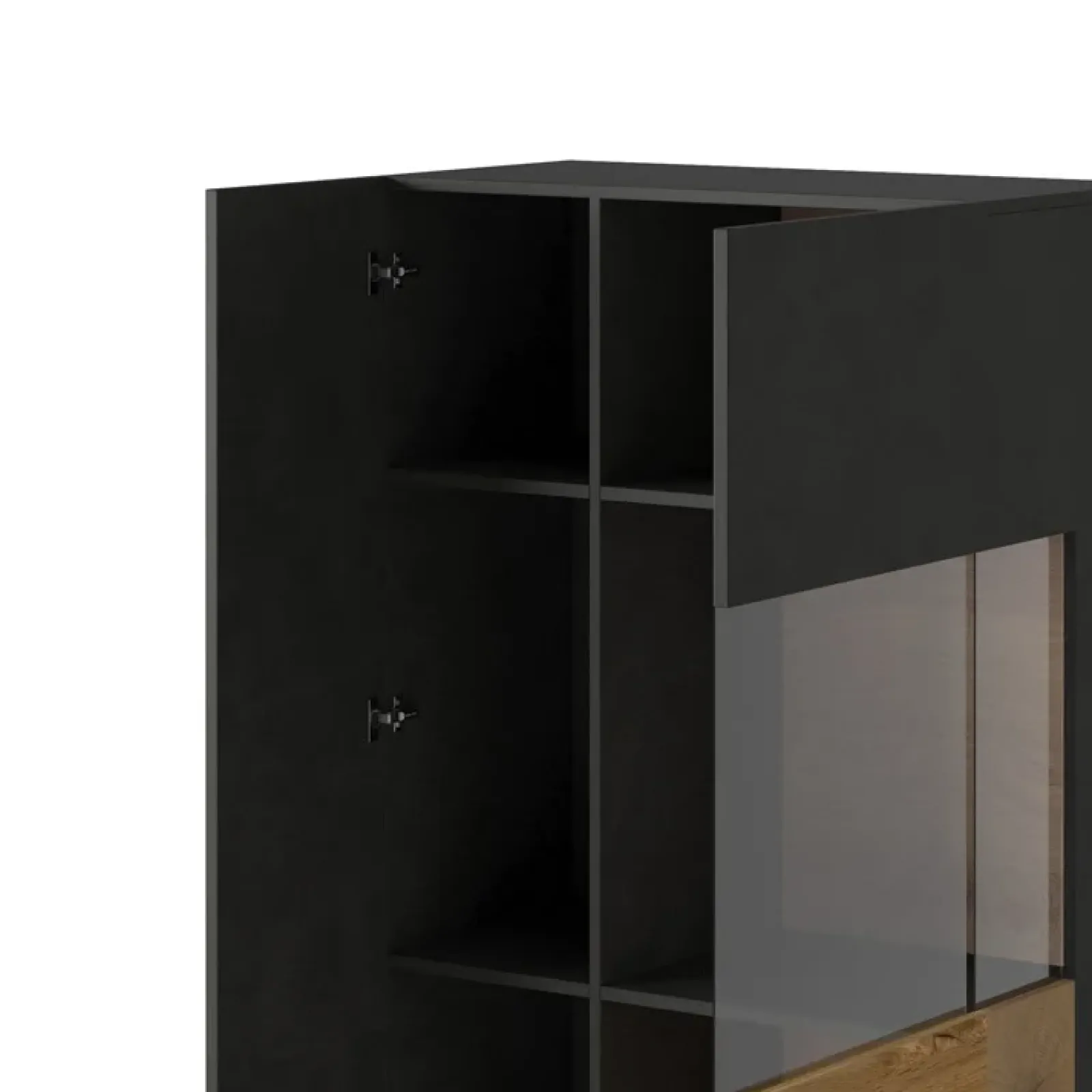 Garnero Arredamenti Vetrinette|Vetrinette-Vetrina bassa 80x139h cm 2 ante destra antracite rovere Bahama