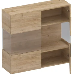 Garnero Arredamenti Mensole E Pensili|Vetrinette-Vetrina sospesa 95x88h cm 2 ante chiaro Sunset Rovere