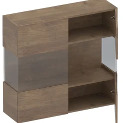 Garnero Arredamenti Mensole E Pensili|Vetrinette-Vetrina sospesa 95x88h cm 2 ante rovere scuro Sunset Noce