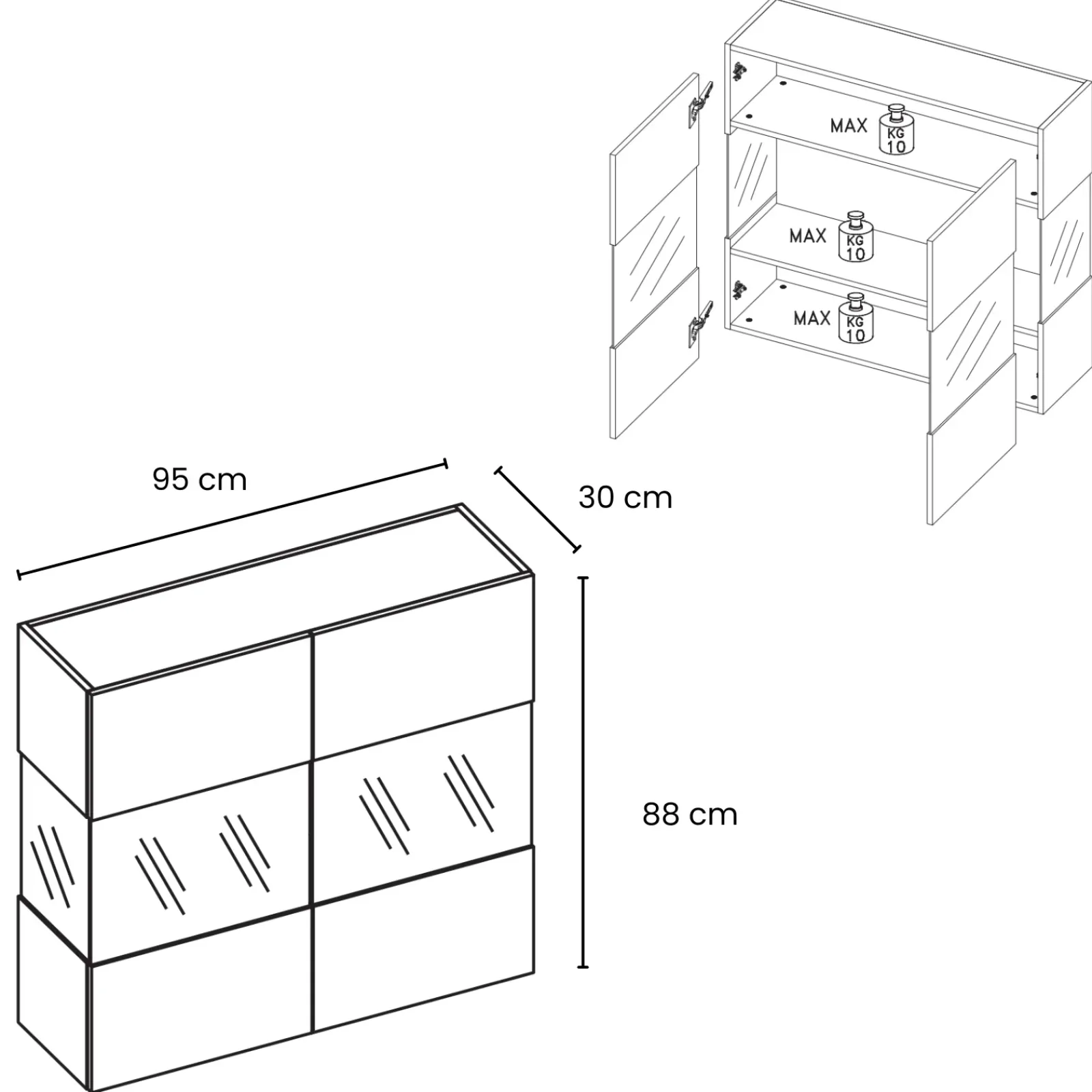 Garnero Arredamenti Mensole E Pensili|Vetrinette-Vetrina sospesa 95x88h cm 2 ante Sunset Beige