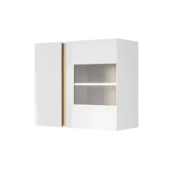 Garnero Arredamenti Vetrinette|Vetrinette-Vetrina sospesa 97x83h cm 2 ante soggiorno bianco Noa Gihome® Bianco Lucido - Rovere