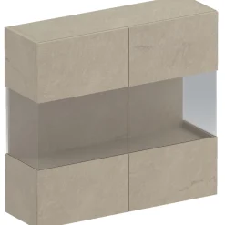 Garnero Arredamenti Mensole E Pensili|Vetrinette-Vetrina sospesa 95x88h cm 2 ante Sunset Tortora