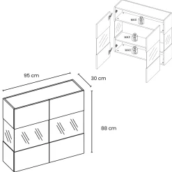 Garnero Arredamenti Mensole E Pensili|Vetrinette-Vetrina sospesa 95x88h cm 2 ante Sunset Tortora