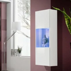 Garnero Arredamenti Vetrinette|Vetrinette-Vetrina sospesa 40x126h cm bianco opaco e lucido Charme Gihome® Bianco Lucido