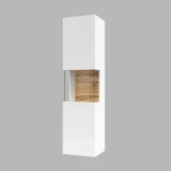 Garnero Arredamenti Vetrinette|Vetrinette-Vetrina sospesa 36x140h cm da parete bianco rovere Fusion Bianco Opaco