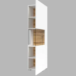 Garnero Arredamenti Vetrinette|Vetrinette-Vetrina sospesa 36x140h cm da parete bianco rovere Fusion Bianco Opaco