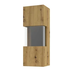 Garnero Arredamenti Vetrinette|Vetrinette-Vetrina sospesa 36x95h cm da parete nero Fusion Rovere