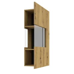 Garnero Arredamenti Vetrinette|Vetrinette-Vetrina sospesa 36x95h cm da parete nero Fusion Rovere