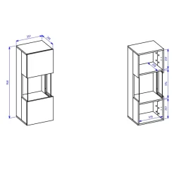 Garnero Arredamenti Vetrinette|Vetrinette-Vetrina sospesa 36x95h cm da parete nero Fusion Rovere