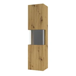 Garnero Arredamenti Vetrinette|Vetrinette-Vetrina sospesa 36x140h cm da parete nero Fusion Rovere