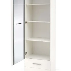 Garnero Arredamenti Vetrinette|Vetrinette-Vetrina 60x200h cm 1 anta 2 cassetti bianco opaco e lucido Viki