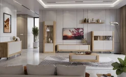 Garnero Arredamenti Vetrinette|Vetrinette-Vetrina 73x200h cm 1 anta 5 ripiani rovere tortora lucido Jumbo Tortora - Rovere