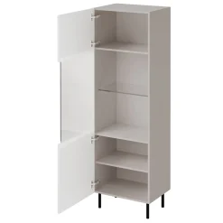 Garnero Arredamenti Vetrinette|Vetrinette-Vetrina 56X185h cm 1 anta 2 vani con frontali cannettati beige Ziggy