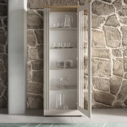 Garnero Arredamenti Vetrinette|Vetrinette-Vetrina 72x192h cm 1 anta 5 vani rovere bianco frassinato Armonia