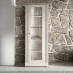 Garnero Arredamenti Vetrinette|Vetrinette-Vetrina 72x192h cm 1 anta 5 vani rovere bianco frassinato Armonia
