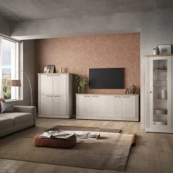 Garnero Arredamenti Vetrinette|Vetrinette-Vetrina 72x192h cm 1 anta 5 vani rovere bianco frassinato Armonia