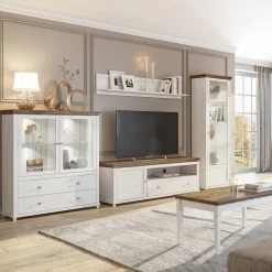 Garnero Arredamenti Vetrinette|Vetrinette-Vetrina 71x200h cm 1 anta destra rovere Texel Bianco Frassinato