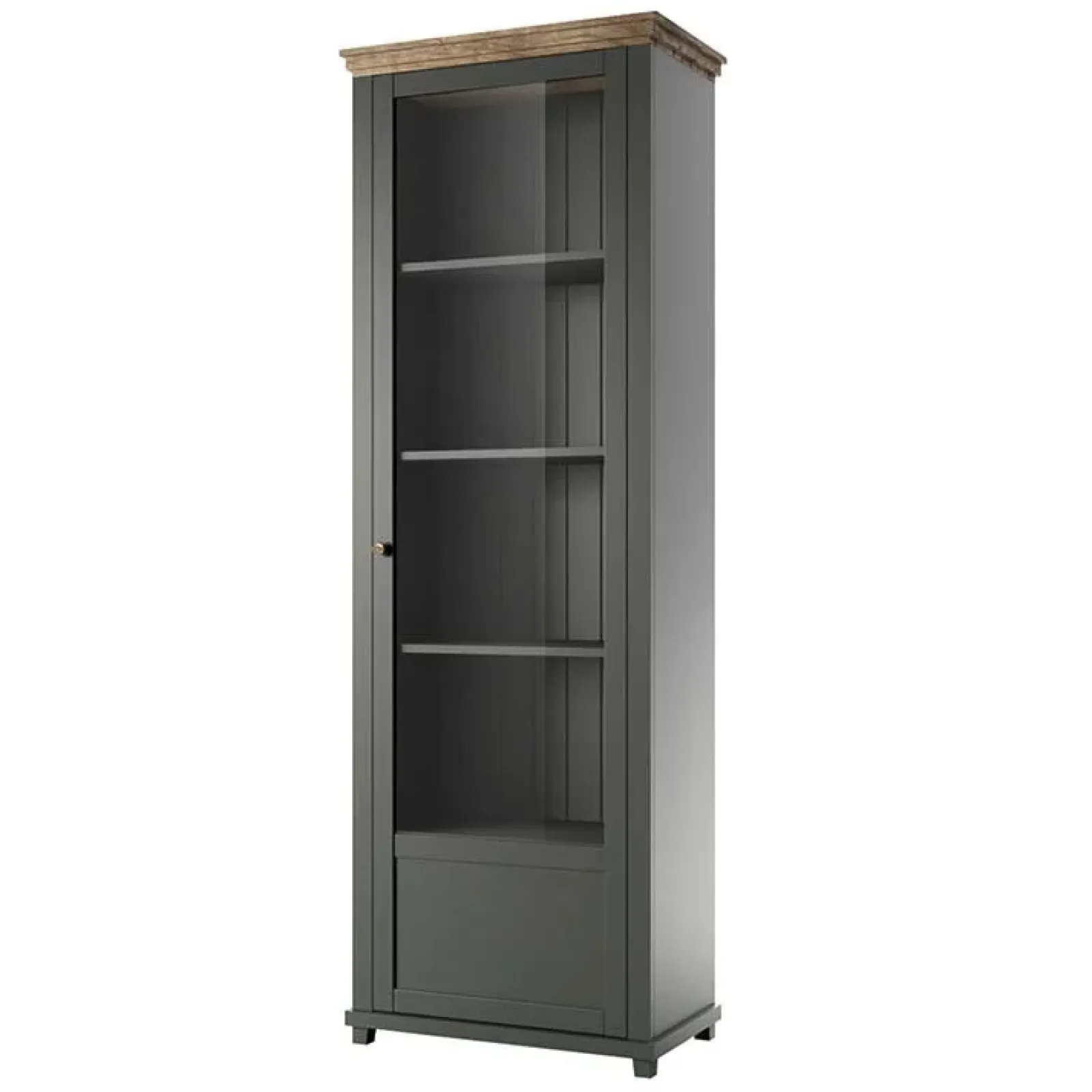 Garnero Arredamenti Vetrinette|Vetrinette-Vetrina 71x200h cm 1 anta destra soggiorno quercia Texel Verde