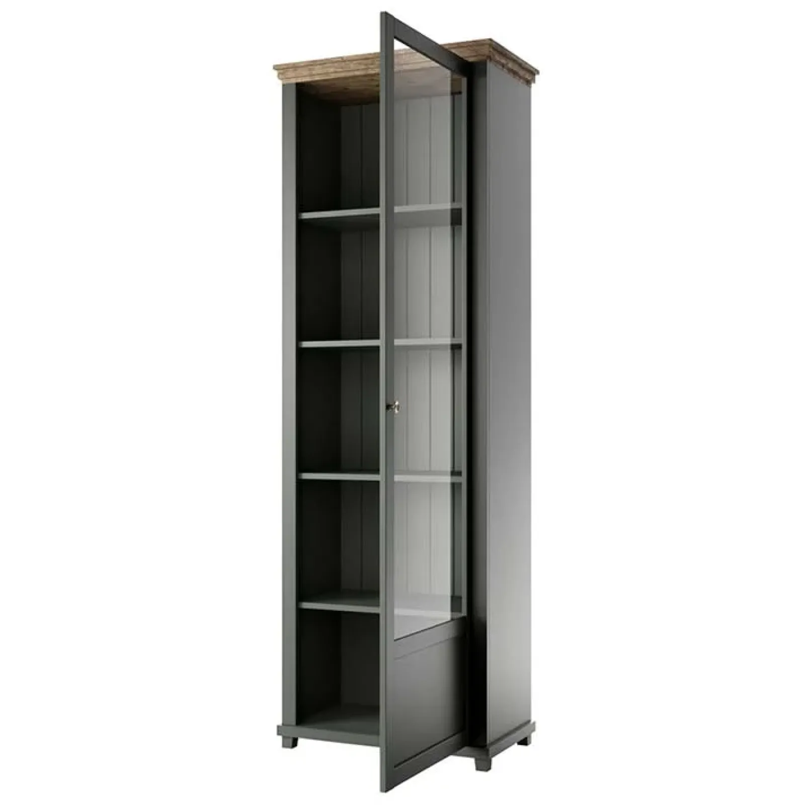 Garnero Arredamenti Vetrinette|Vetrinette-Vetrina 71x200h cm 1 anta destra soggiorno quercia Texel Verde