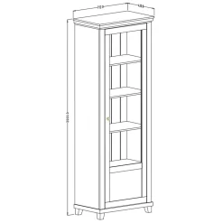 Garnero Arredamenti Vetrinette|Vetrinette-Vetrina 71x200h cm 1 anta destra soggiorno quercia Texel Verde