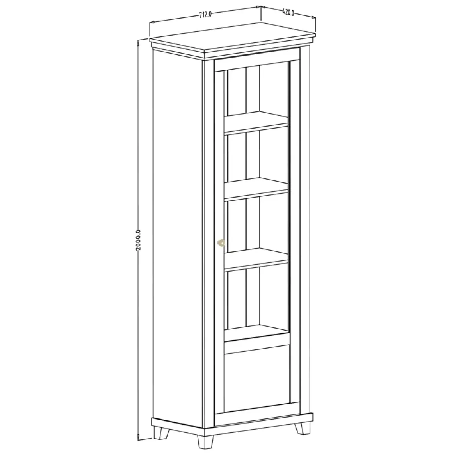 Garnero Arredamenti Vetrinette|Vetrinette-Vetrina 71x200h cm 1 anta destra soggiorno quercia Texel Verde