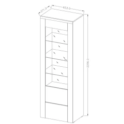 Garnero Arredamenti Vetrinette|Vetrinette-Vetrina 65x206h cm 1 anta moderna noce rovere grigio Paloma 2 Noce - Grigio