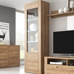 Garnero Arredamenti Vetrinette|Vetrinette-Vetrina 65x206h cm 1 anta moderna Paloma 2 Rovere