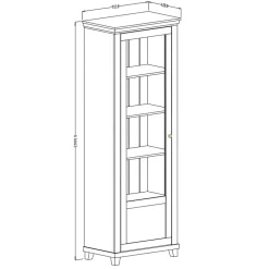 Garnero Arredamenti Vetrinette|Vetrinette-Vetrina 71x200h cm 1 anta sinistra rovere Texel Bianco Frassinato